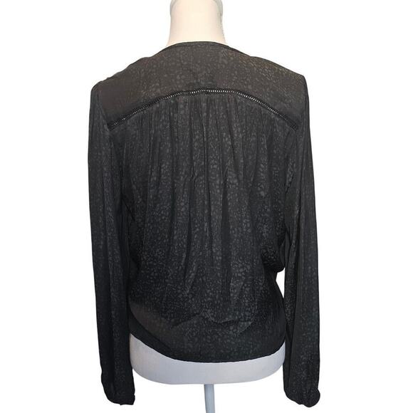 Gentle Fawn Aria Spotted Black Silky Flowy Balloon Sleeve Blouse Size Small - Picture 7 of 11